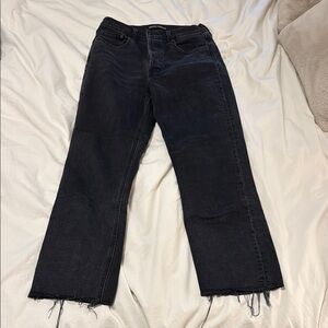 Black Denim Jeans with Frayed Hem